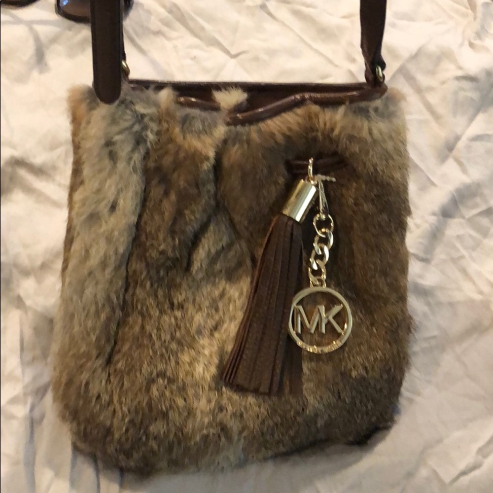 MK rabbit fur shoulder bag